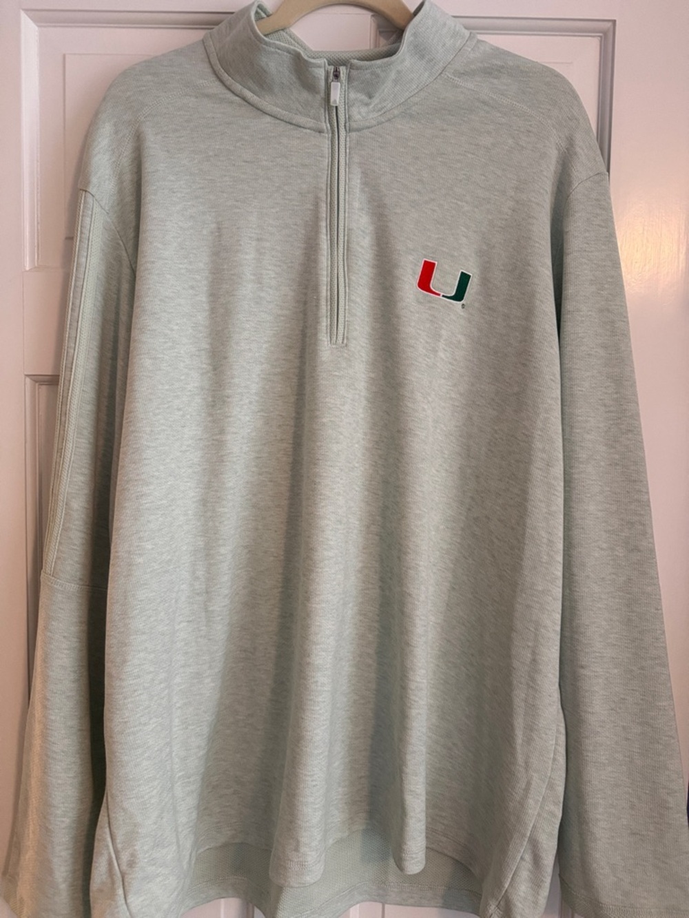 University of Miami 'U' Quarter-Zip Pullover in Light Green